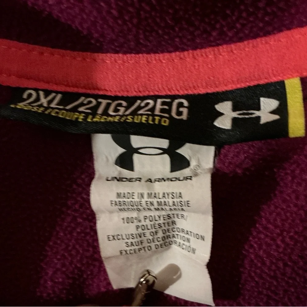 Under Armour Women's Burgundy Hoodie with Orange Emblem - Picture 2 of 8
